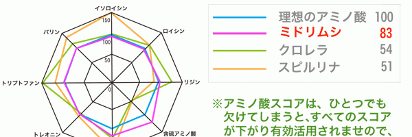 必須アミノ酸から算出されるアミノ酸スコアの図